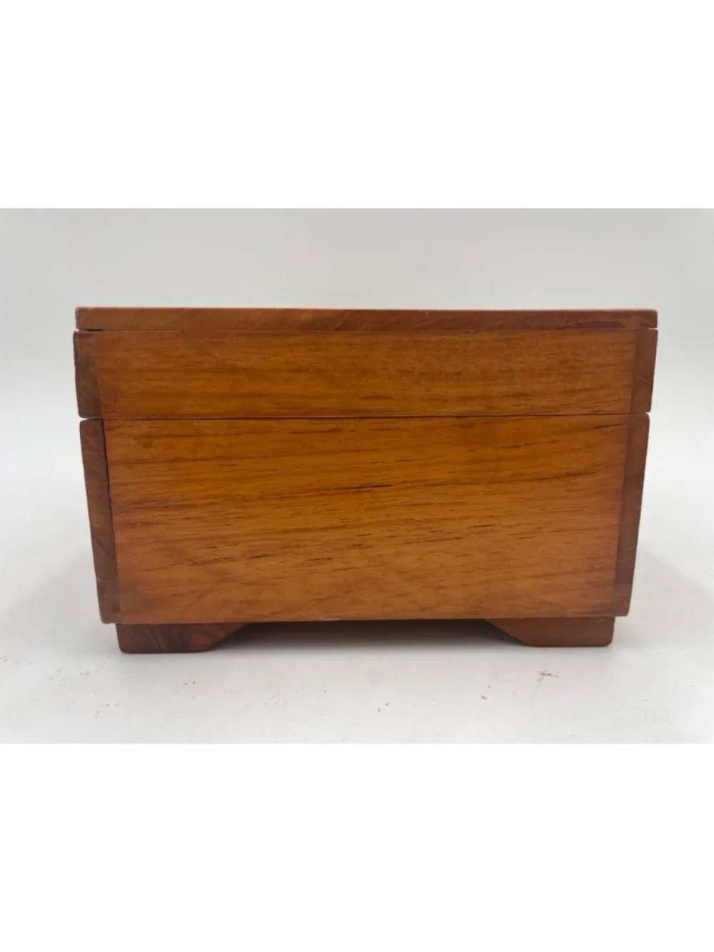 Vintage Wooden Pagoda Jewelry Box Mirrored Carved Design Red Velvet Interior